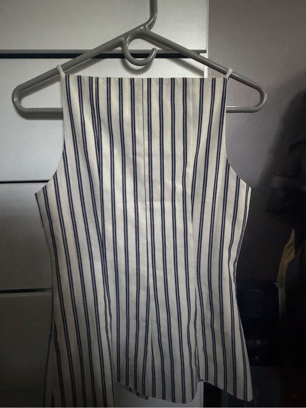 Anthropology Maeve Stripped Button-Front Cami Top in Navy & White - Picture 3 of 4